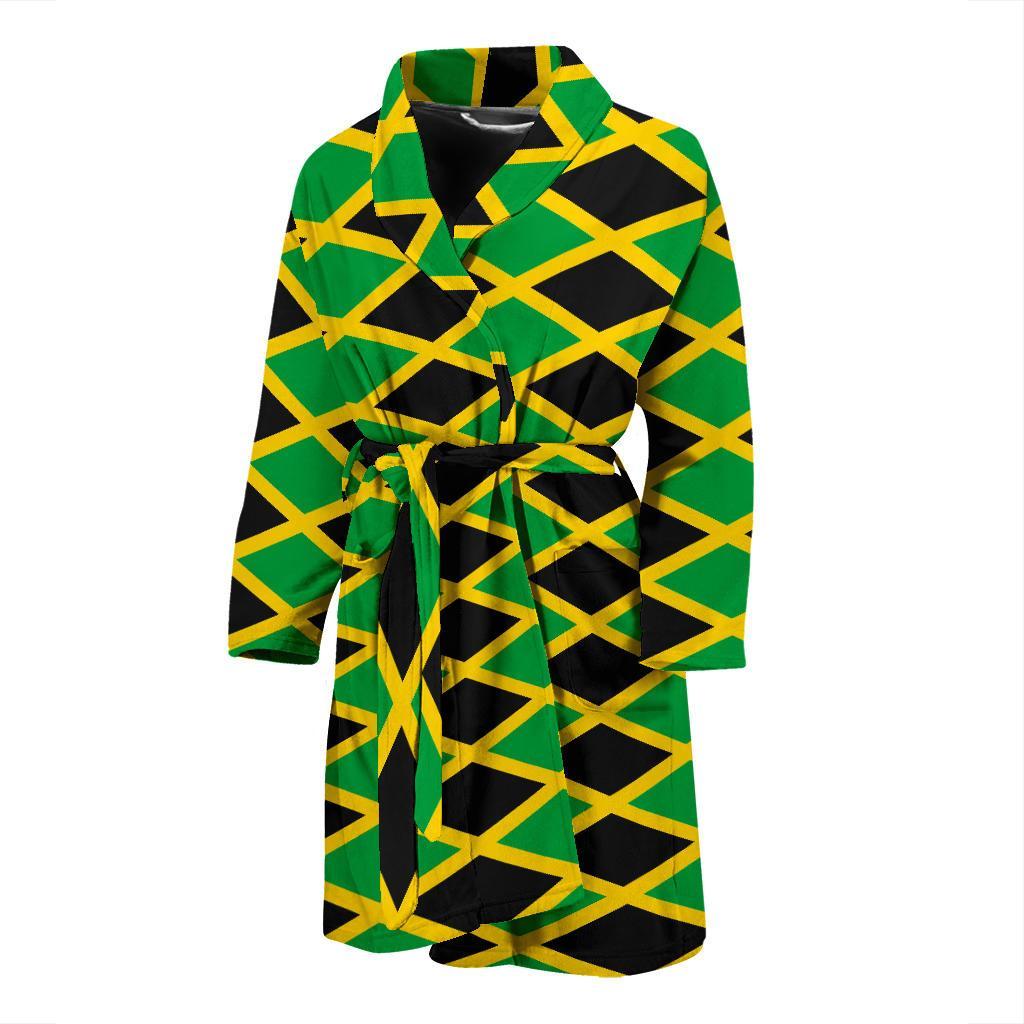 Jamaican Flag Pattern Print Men Long Robe-grizzshop