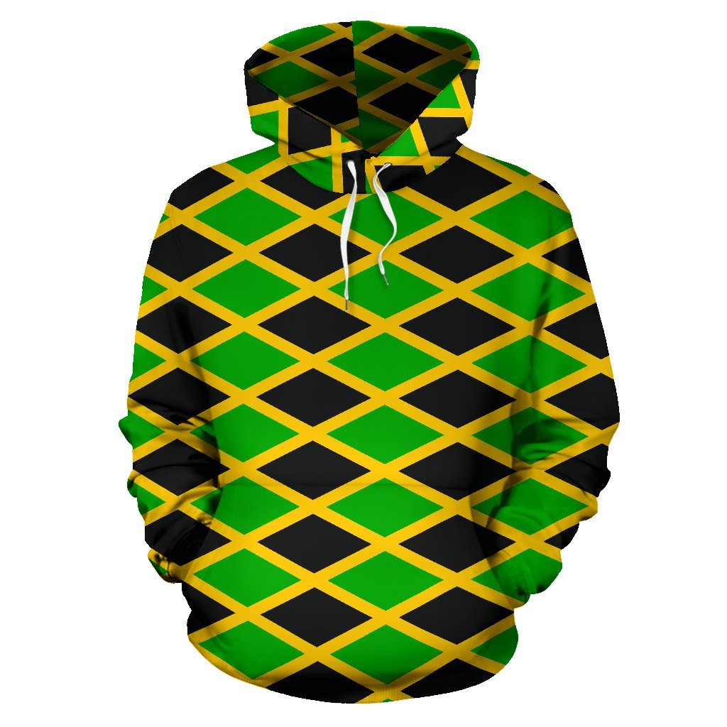 Jamaican Flag Pattern Print Men Women Pullover Hoodie-grizzshop