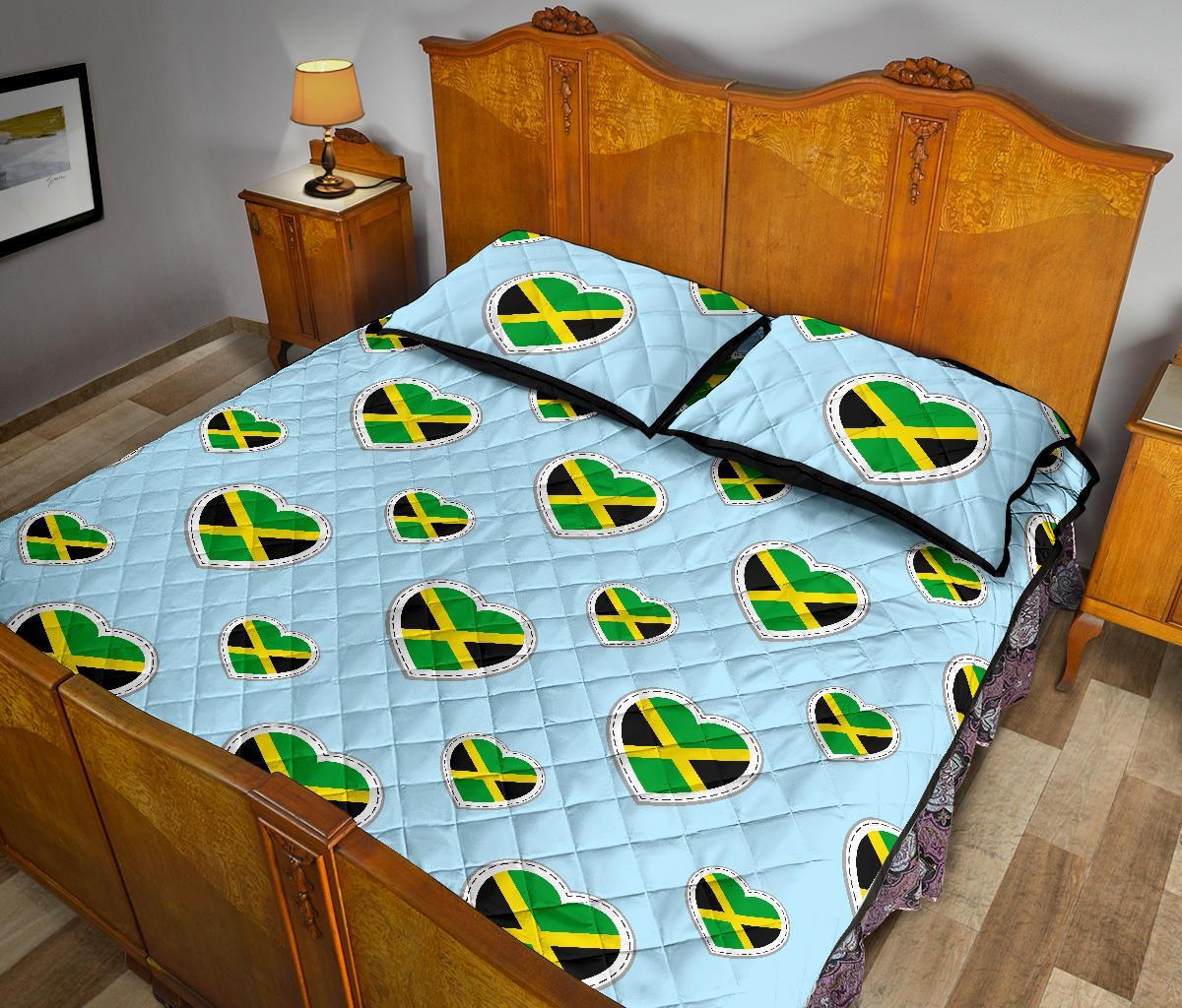 Jamaican Heart Pattern Print Bed Set Quilt-grizzshop