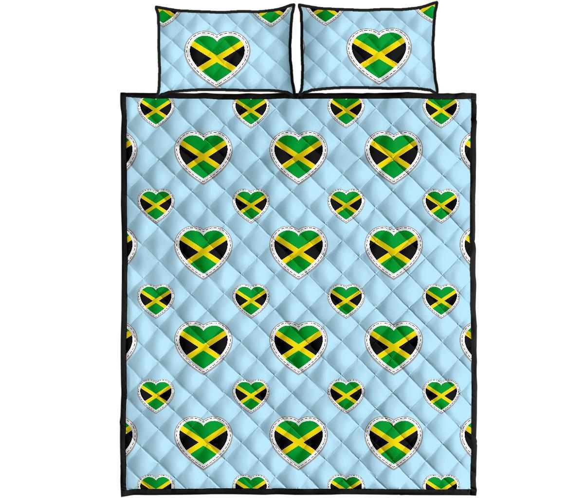 Jamaican Heart Pattern Print Bed Set Quilt-grizzshop