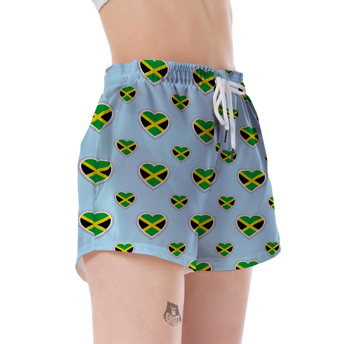 Jamaican Heart Pattern Print Women's Shorts-grizzshop