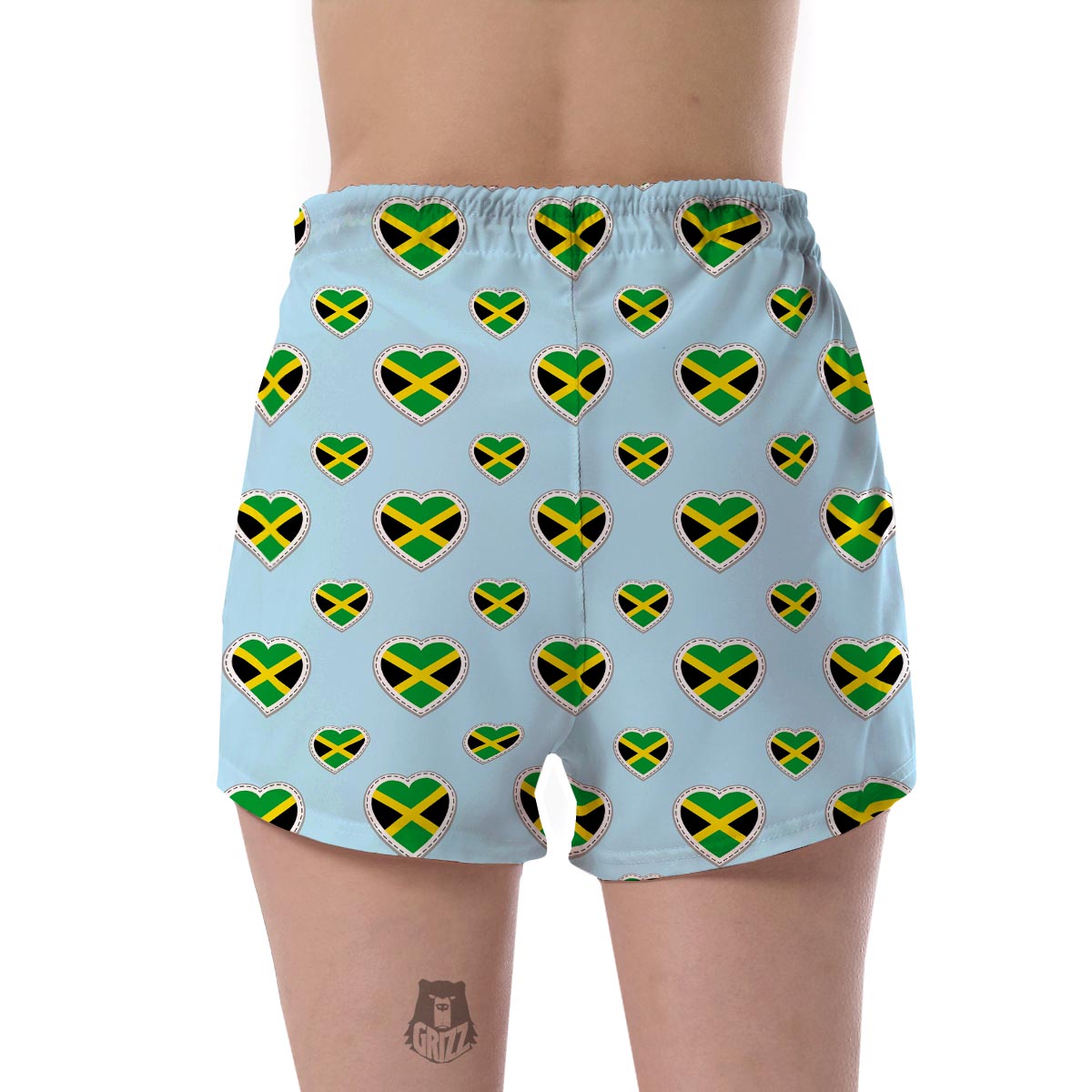 Jamaican Heart Pattern Print Women's Shorts-grizzshop