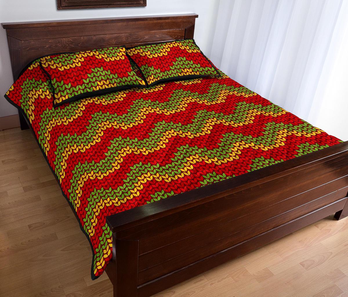 Jamaican Pattern Print Bed Set Quilt-grizzshop