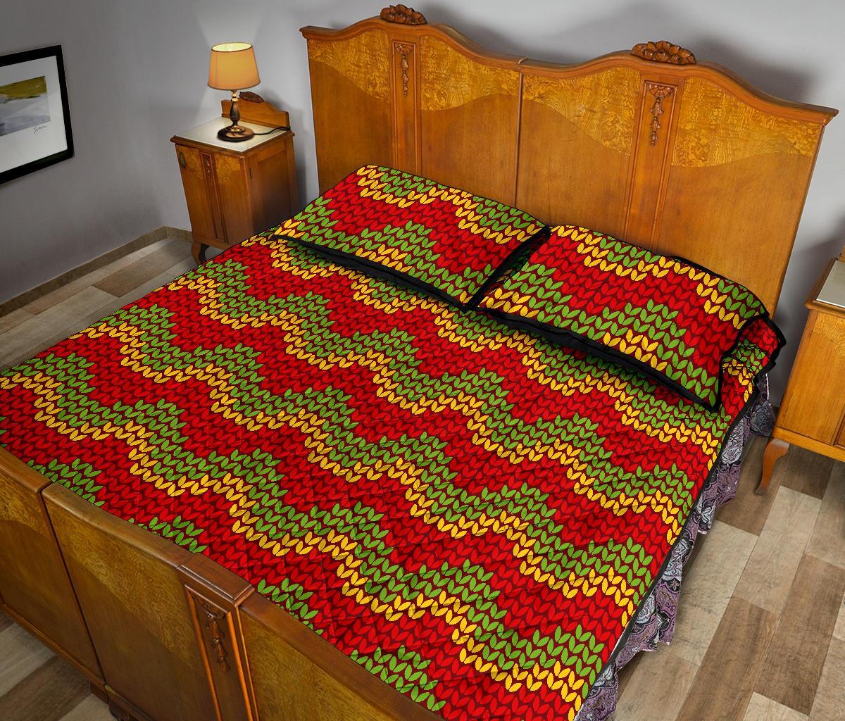 Jamaican Pattern Print Bed Set Quilt-grizzshop