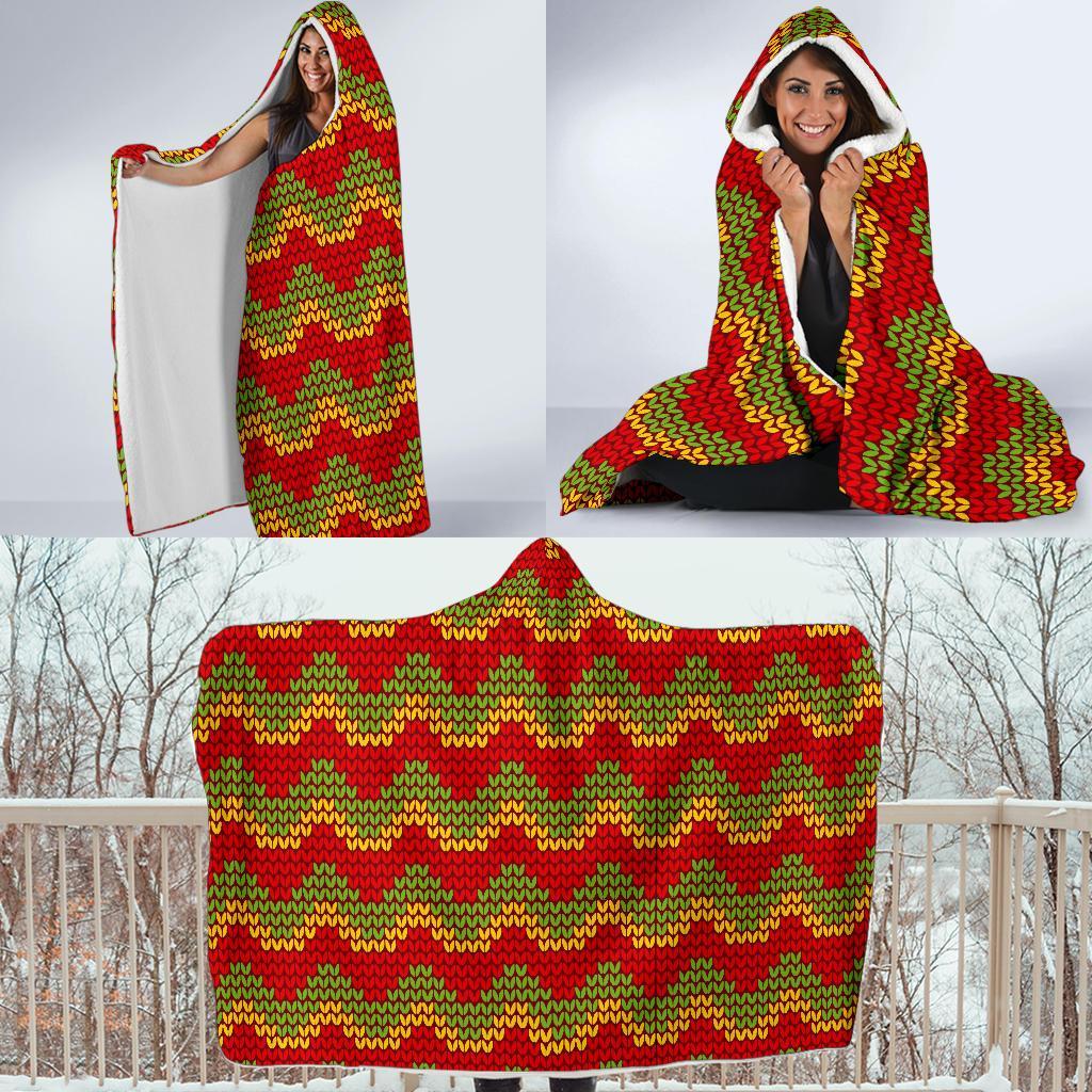 Jamaican Pattern Print Hooded Blanket-grizzshop