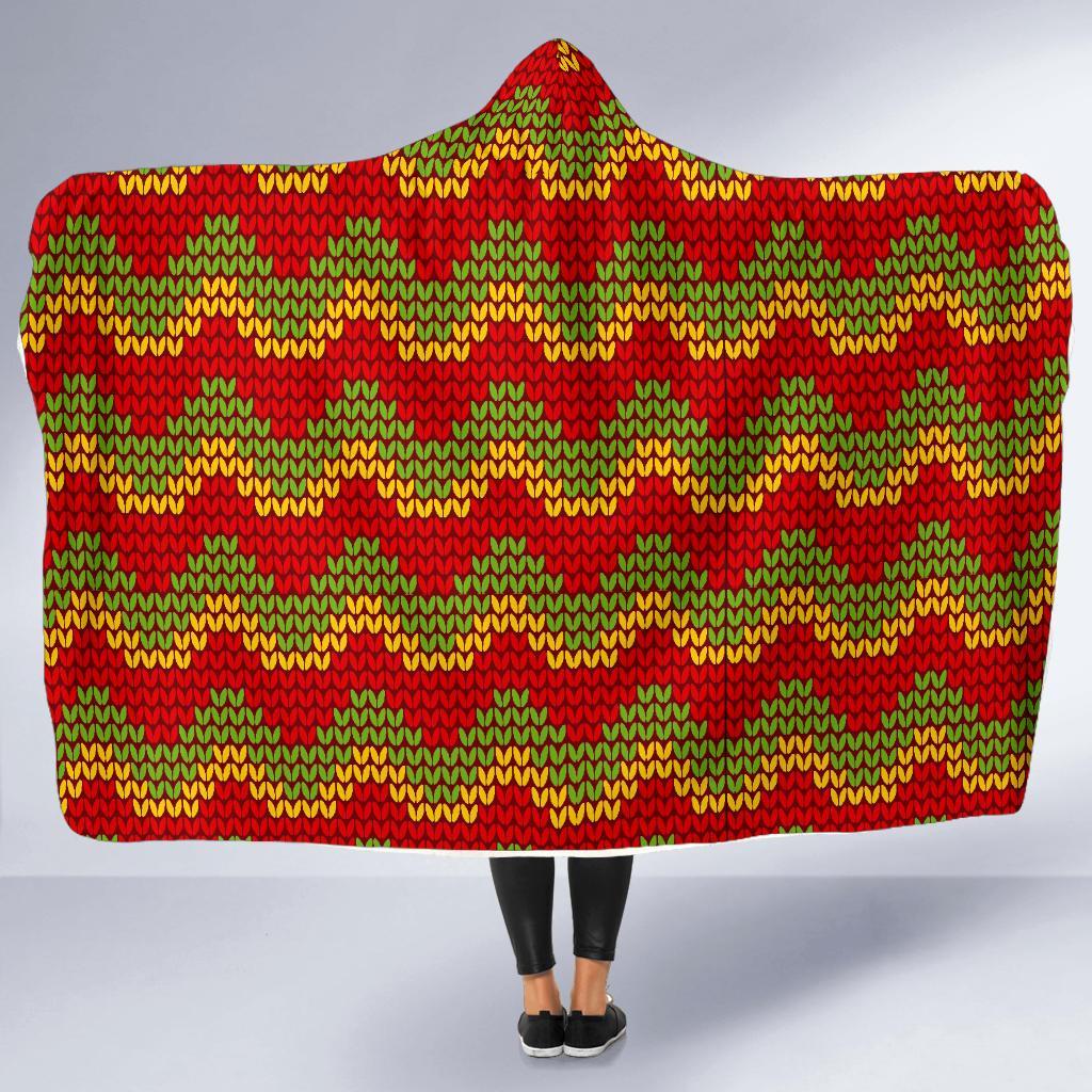 Jamaican Pattern Print Hooded Blanket-grizzshop
