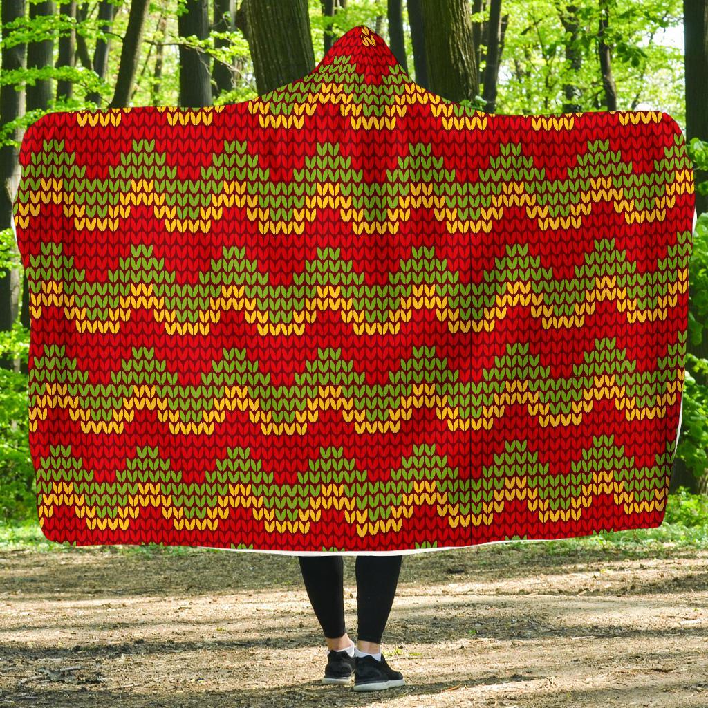 Jamaican Pattern Print Hooded Blanket-grizzshop