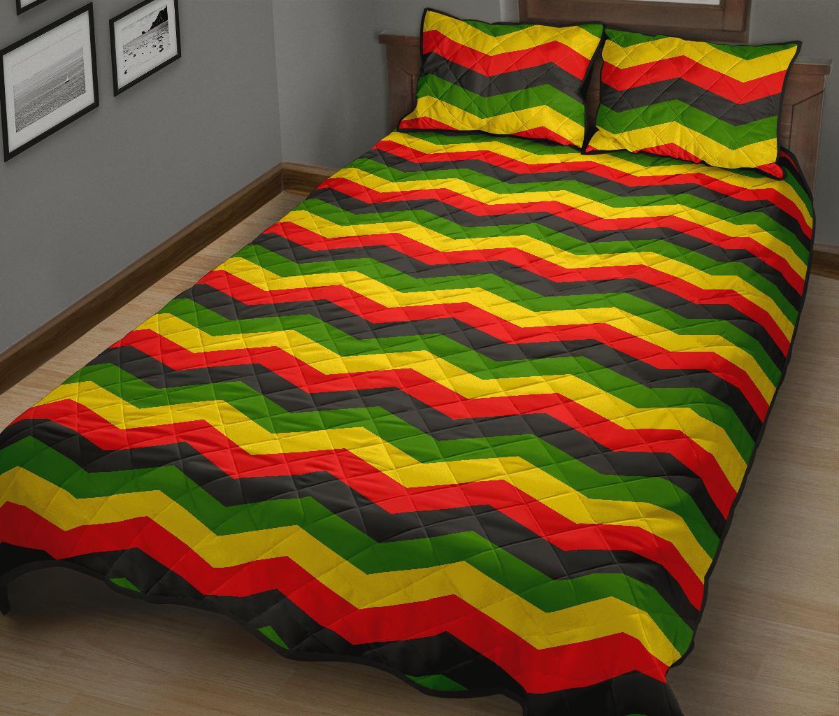 Jamaican Print Pattern Bed Set Quilt-grizzshop