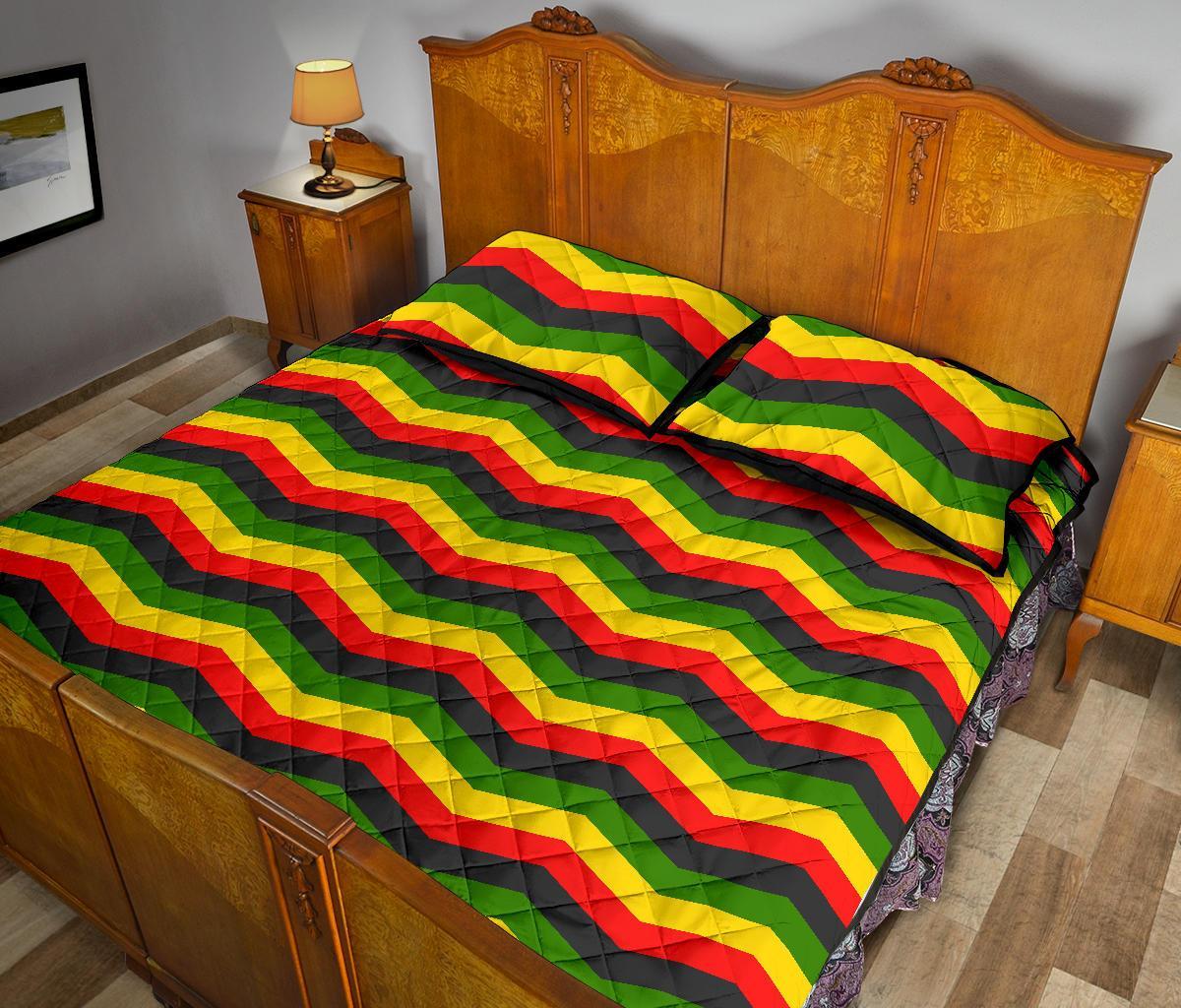 Jamaican Print Pattern Bed Set Quilt-grizzshop