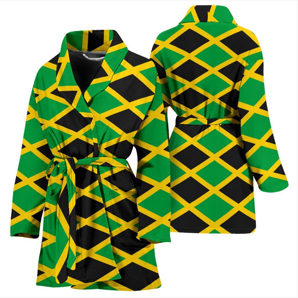 Jamaican Flag Pattern Print Women Long Robe-grizzshop