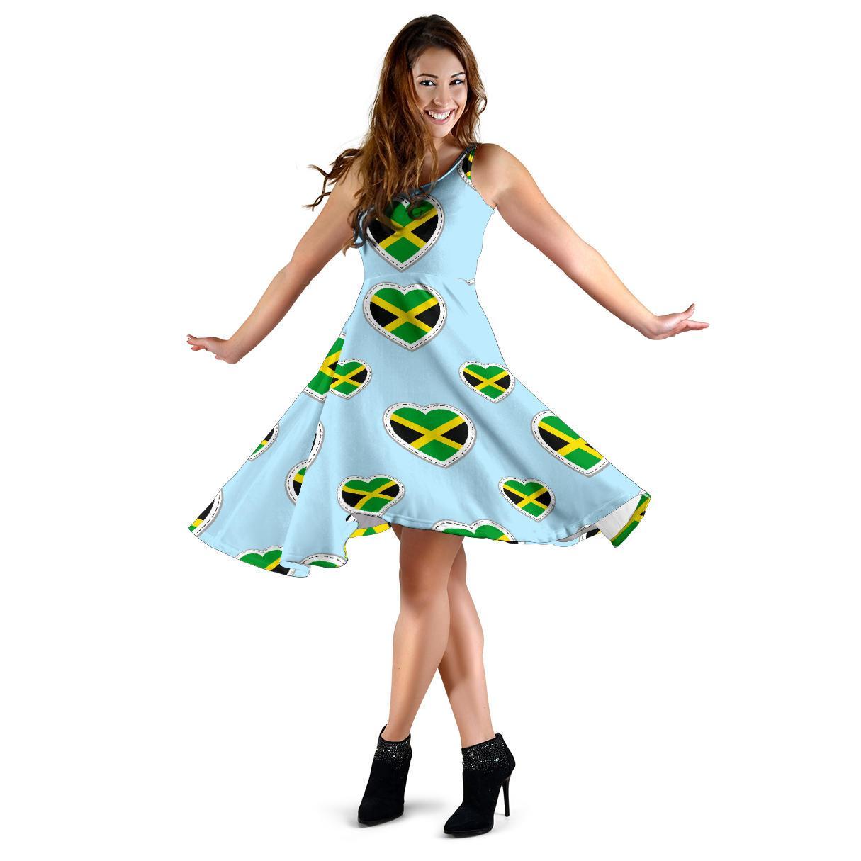 Jamaican Heart Pattern Print Dress-grizzshop