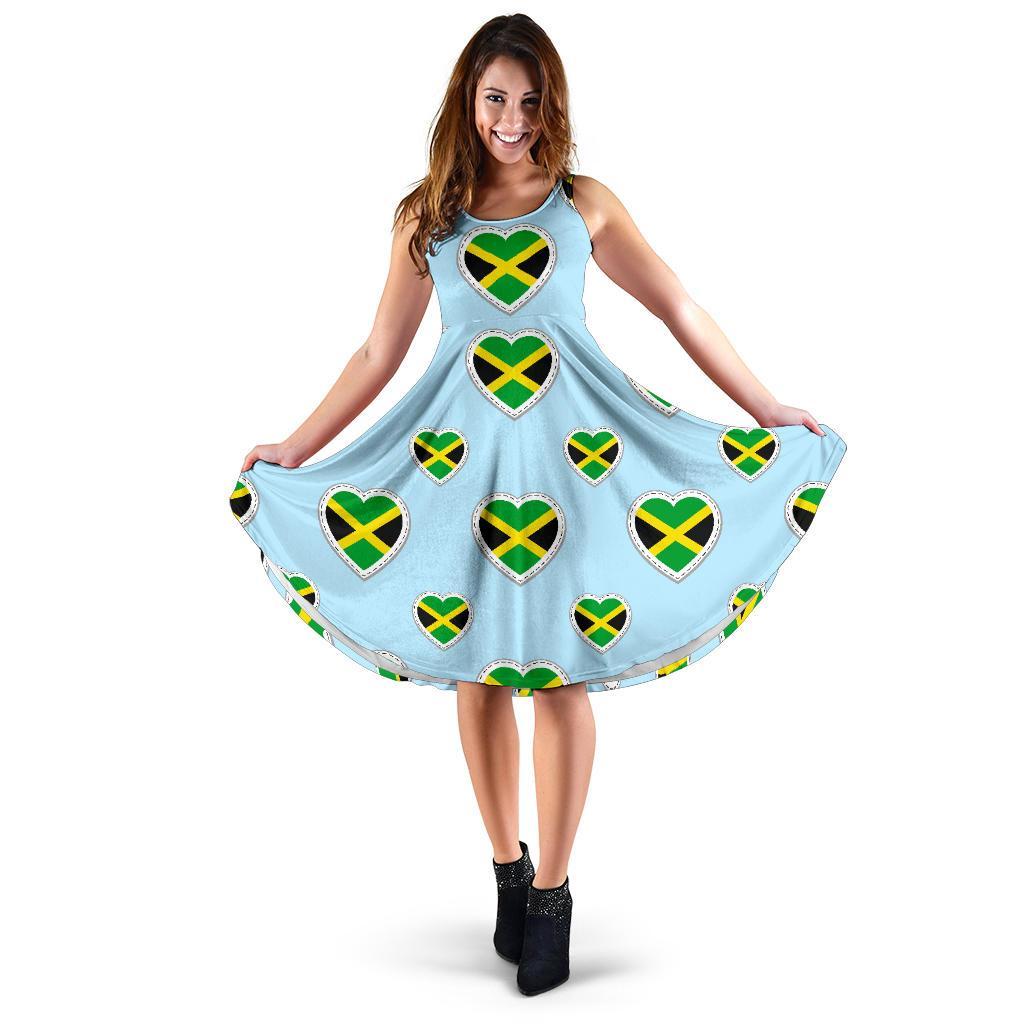 Jamaican Heart Pattern Print Dress-grizzshop