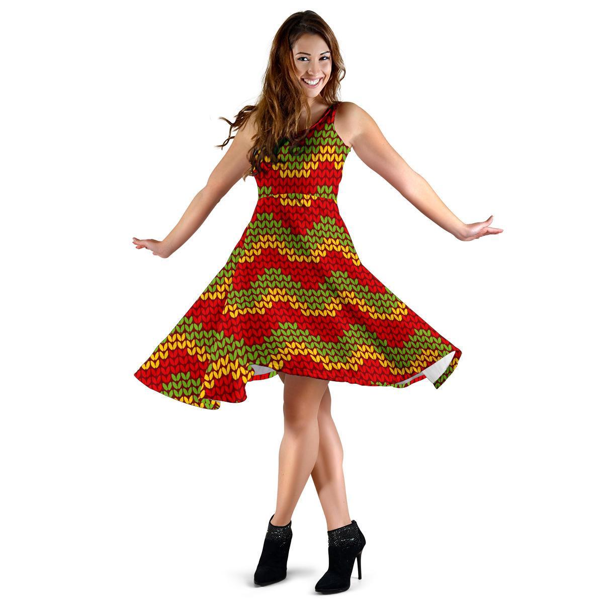 Jamaican Pattern Print Dress-grizzshop