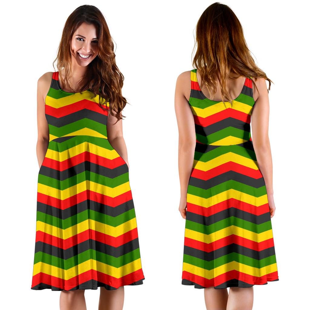 Jamaican Print Pattern Dress-grizzshop