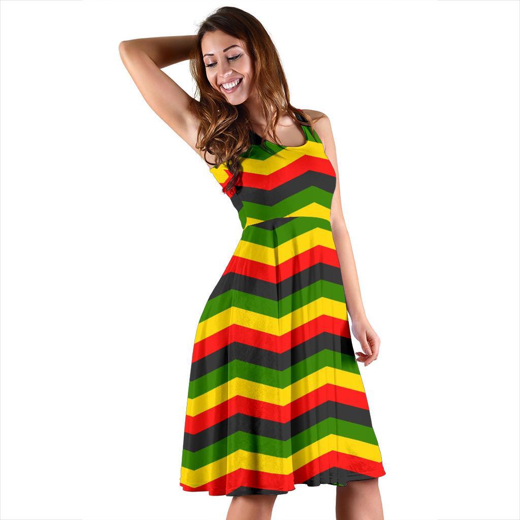 Jamaican Print Pattern Dress-grizzshop