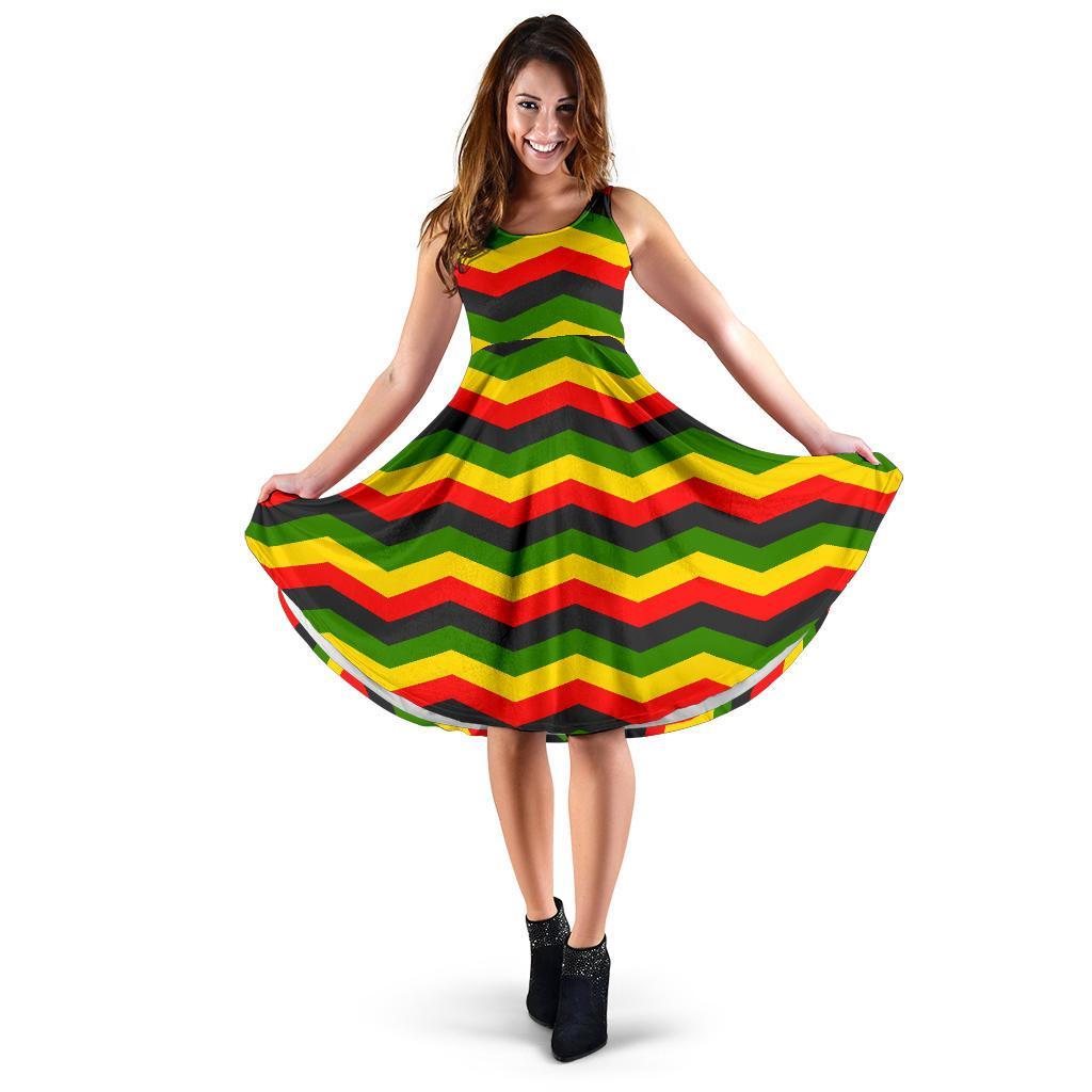 Jamaican Print Pattern Dress-grizzshop