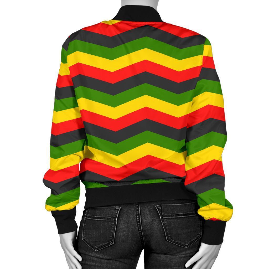 Jamaican Print Pattern Women Casual Bomber Jacket-grizzshop