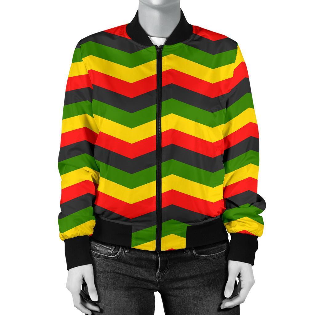 Jamaican Print Pattern Women Casual Bomber Jacket-grizzshop
