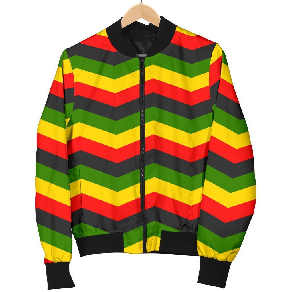 Jamaican Print Pattern Women Casual Bomber Jacket-grizzshop