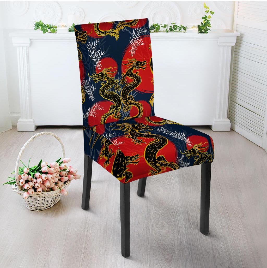 Janpanese Dragon Print Chair Cover-grizzshop