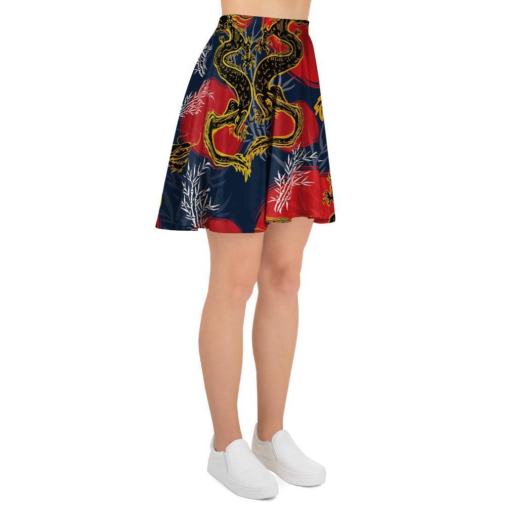 Janpanese Dragon Print Women's Skirt-grizzshop
