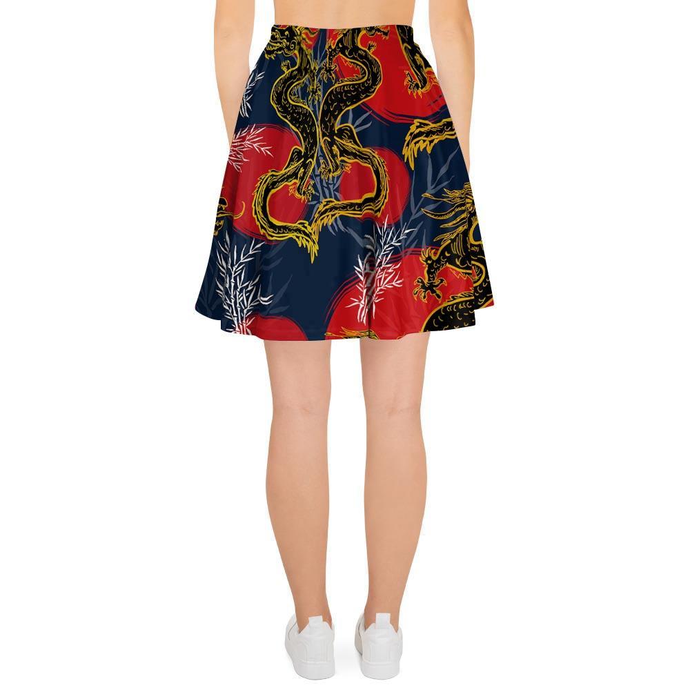 Janpanese Dragon Print Women's Skirt-grizzshop