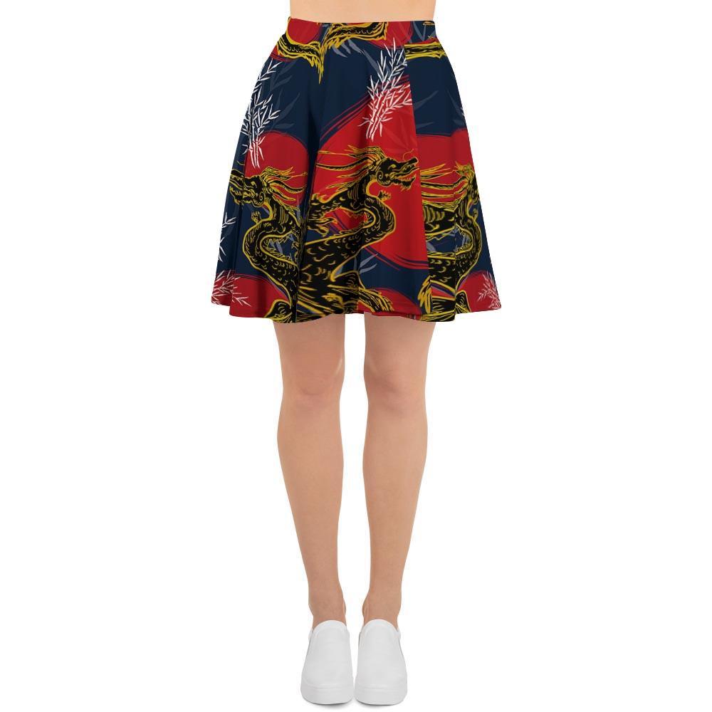 Janpanese Dragon Print Women's Skirt-grizzshop