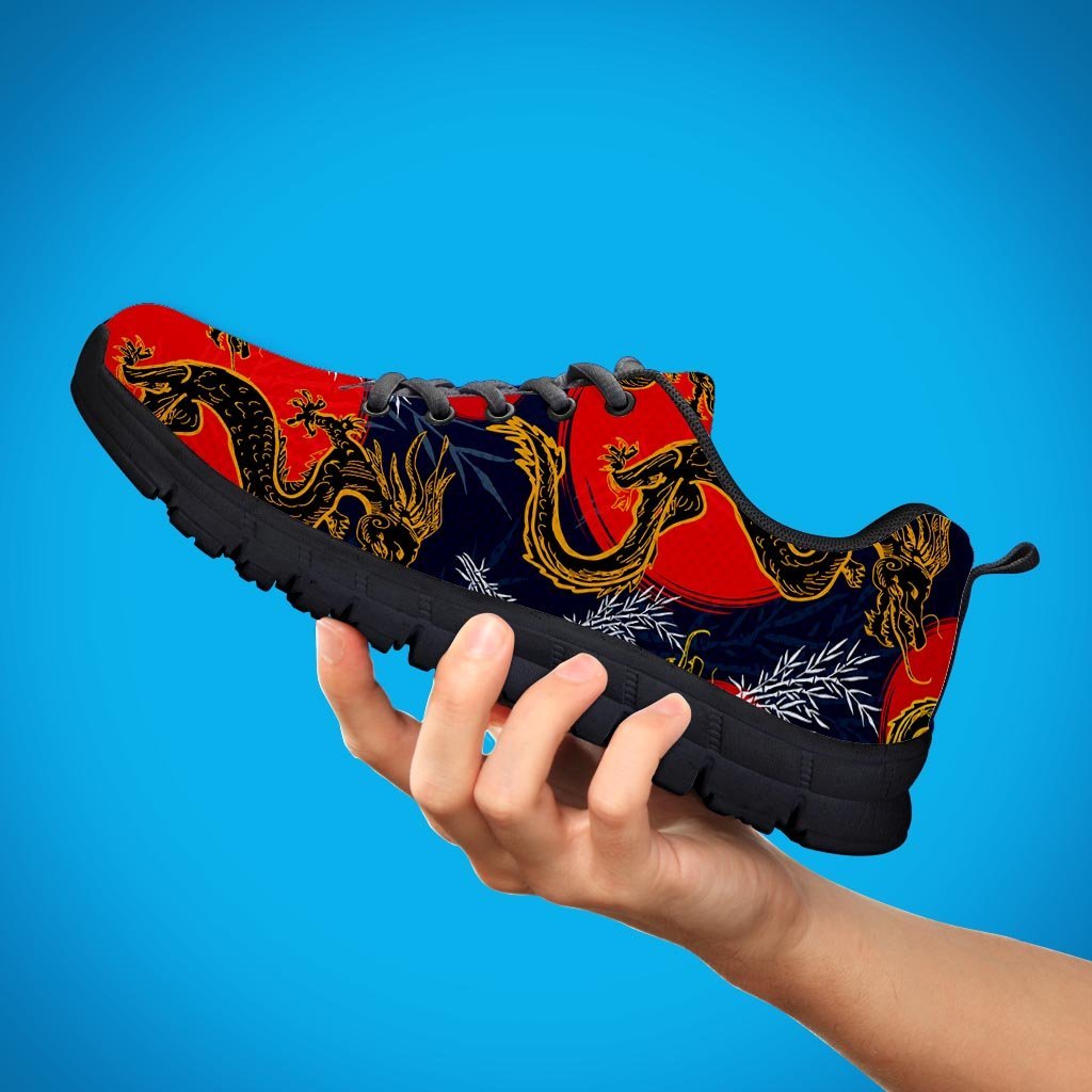 Janpanese Dragon Print Men's Sneakers-grizzshop