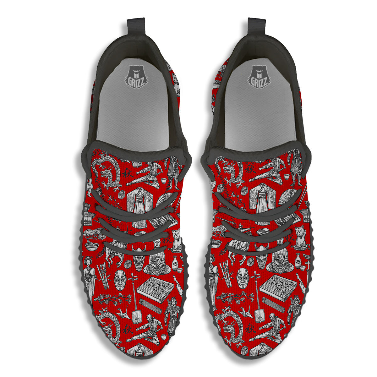 Japan History And Culture Print Pattern Black Walking Shoes-grizzshop