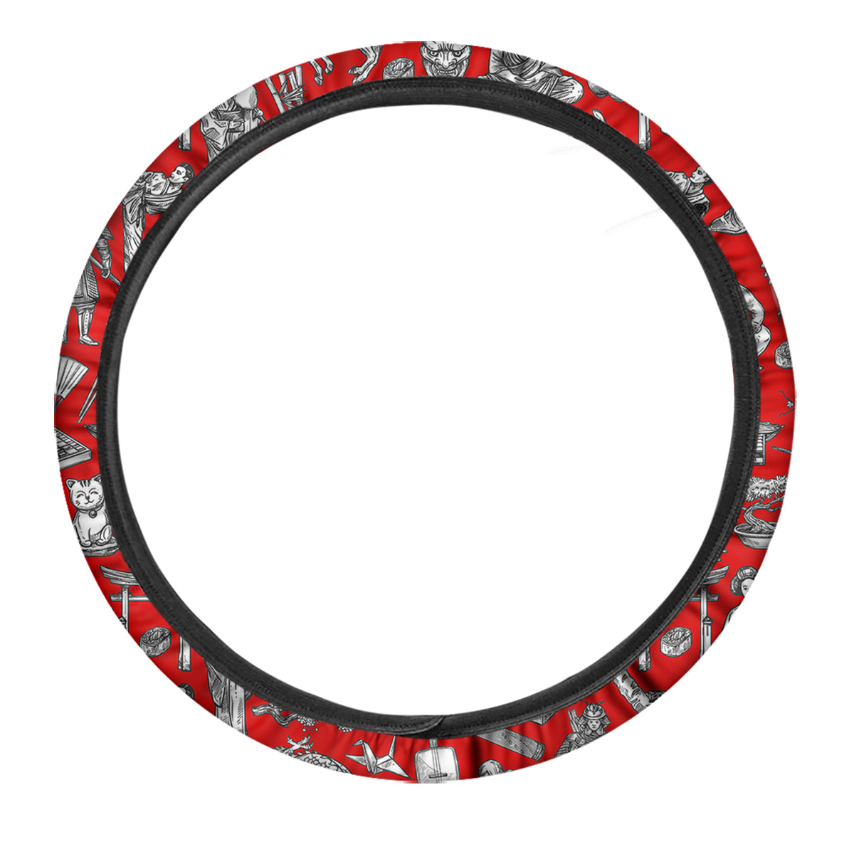 Japan History And Culture Print Pattern Car Steering Wheel Cover-grizzshop