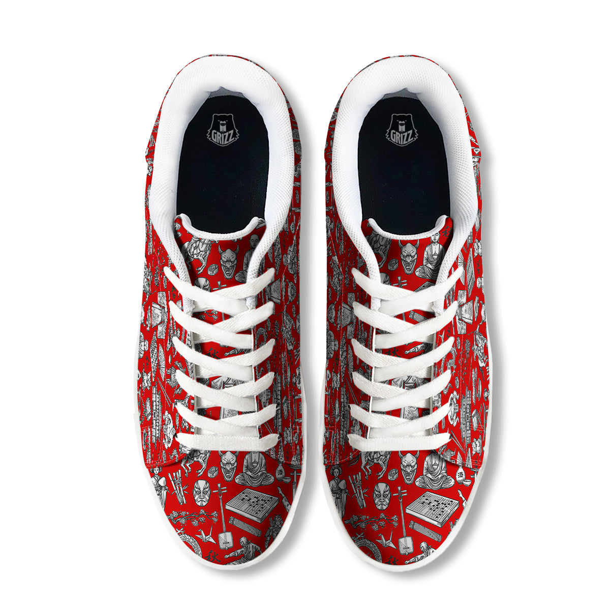 Japan History And Culture Print Pattern White Low Top Sneakers-grizzshop