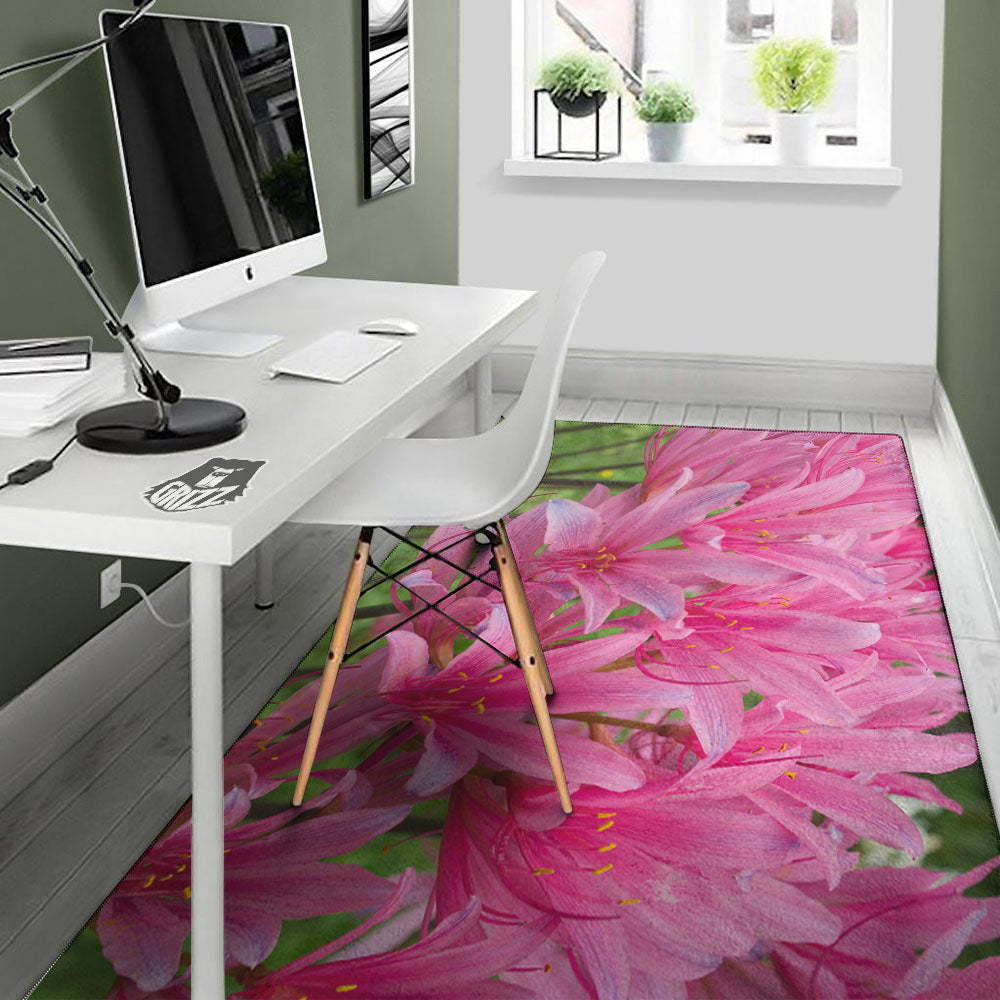 Japanese Amaryllis Purple And Pink Print Floor Mat-grizzshop