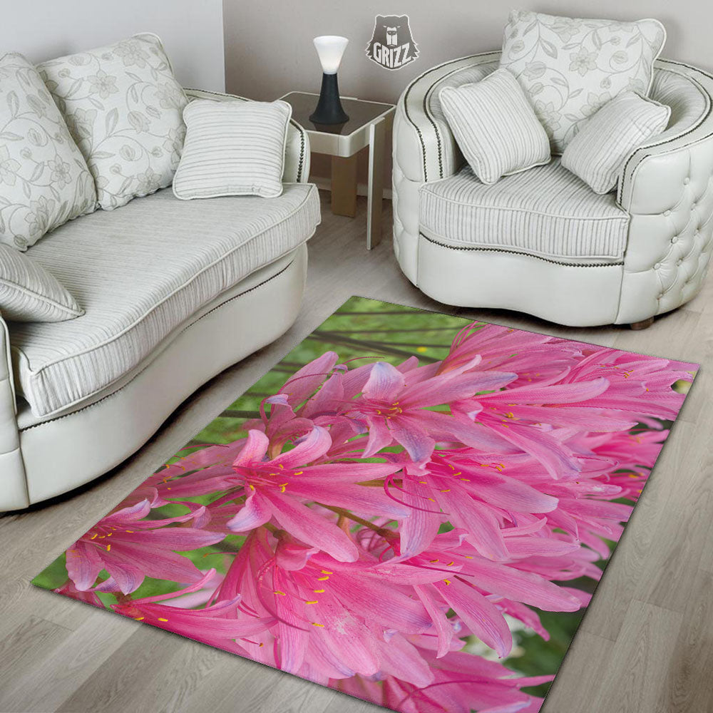 Japanese Amaryllis Purple And Pink Print Floor Mat-grizzshop