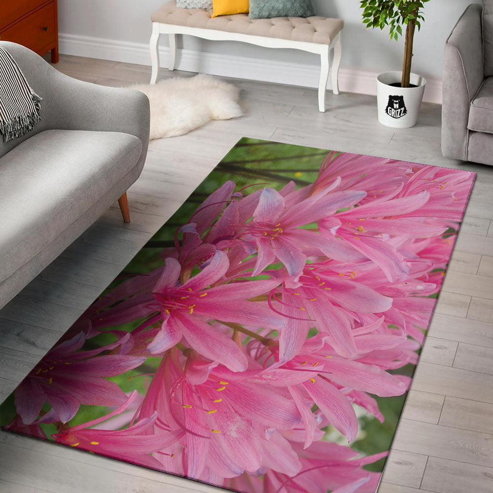 Japanese Amaryllis Purple And Pink Print Floor Mat-grizzshop
