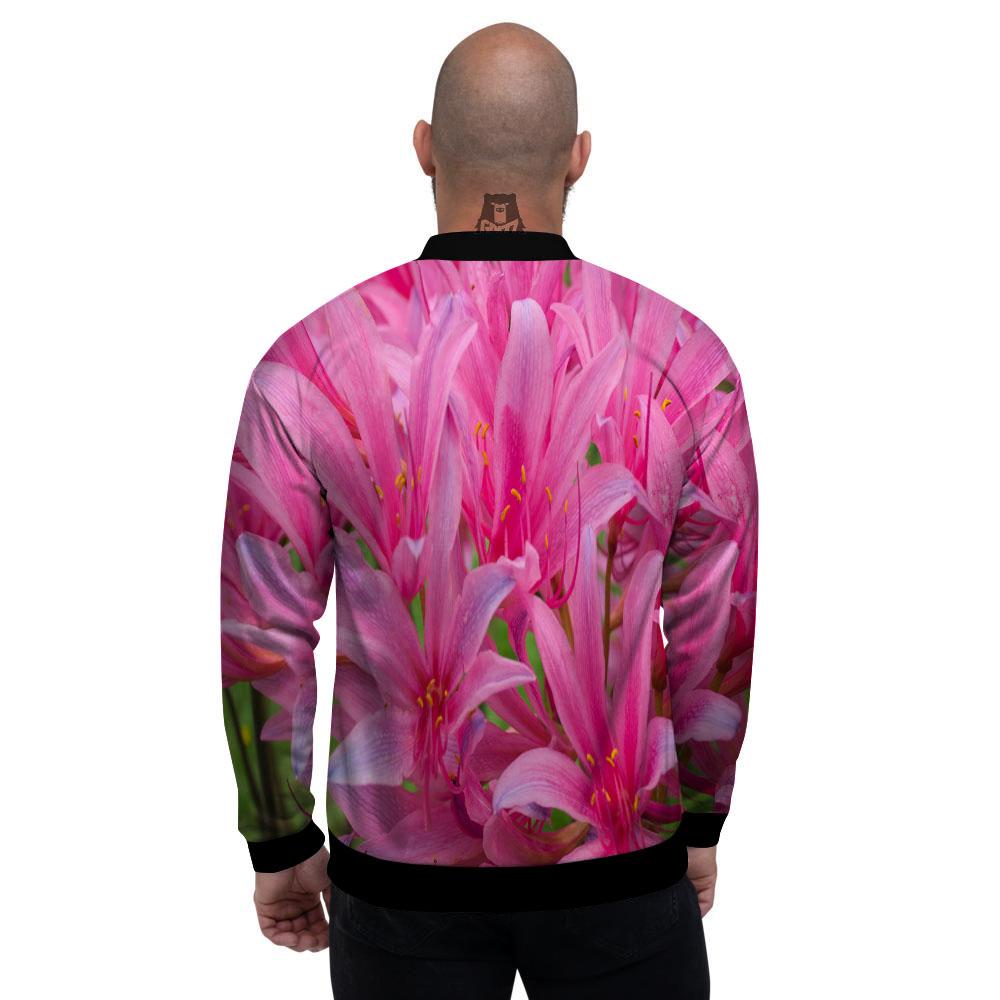 Japanese Amaryllis Purple And Pink Print Men's Bomber Jacket-grizzshop
