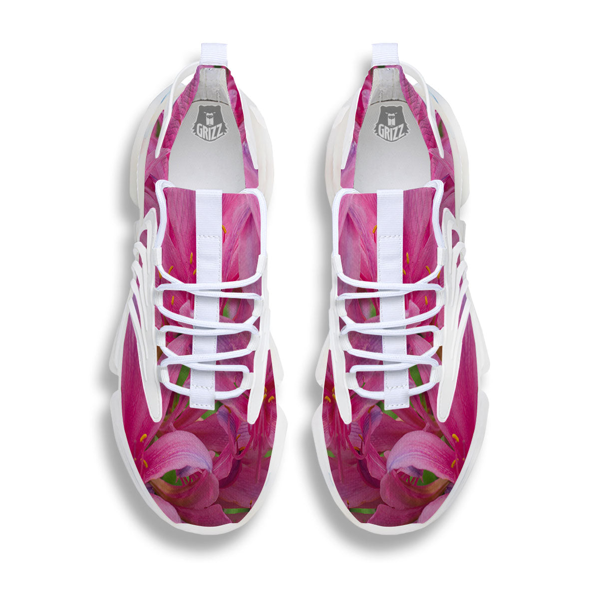 Japanese Amaryllis Purple And Pink Print White Gym Shoes-grizzshop