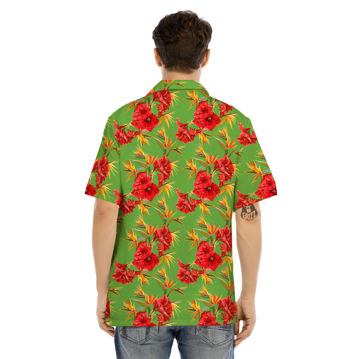 Japanese Amaryllis Yellow And Red Print Pattern Men's Hawaiian Shirt-grizzshop