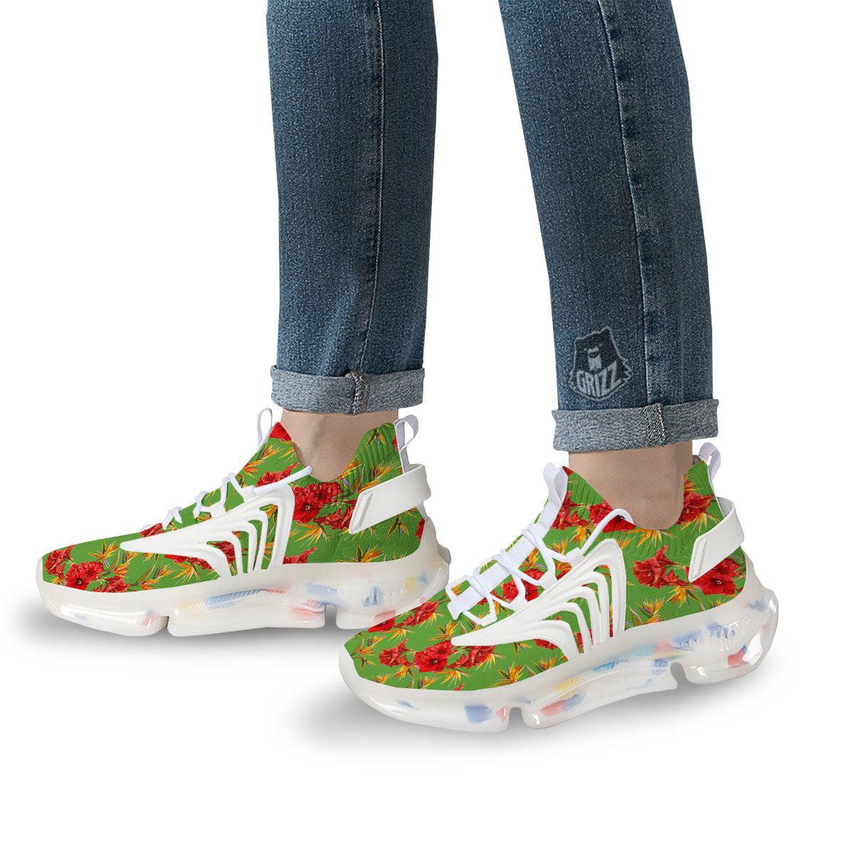 Japanese Amaryllis Yellow And Red Print Pattern White Gym Shoes-grizzshop