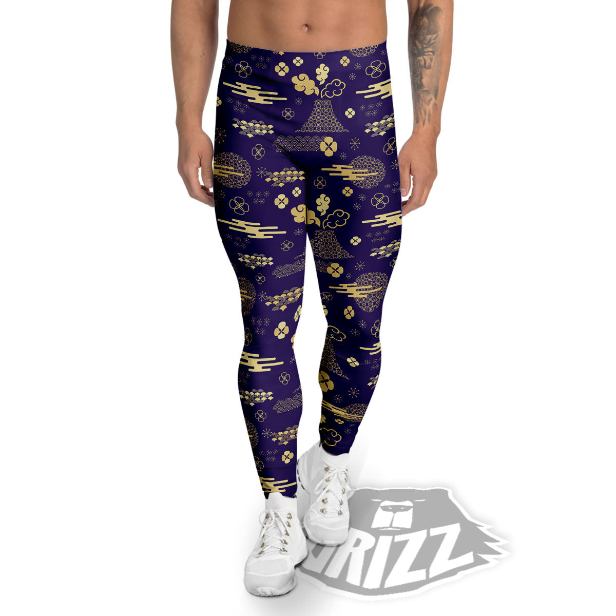 Japanese Classic Print Pattern Men's Leggings-grizzshop
