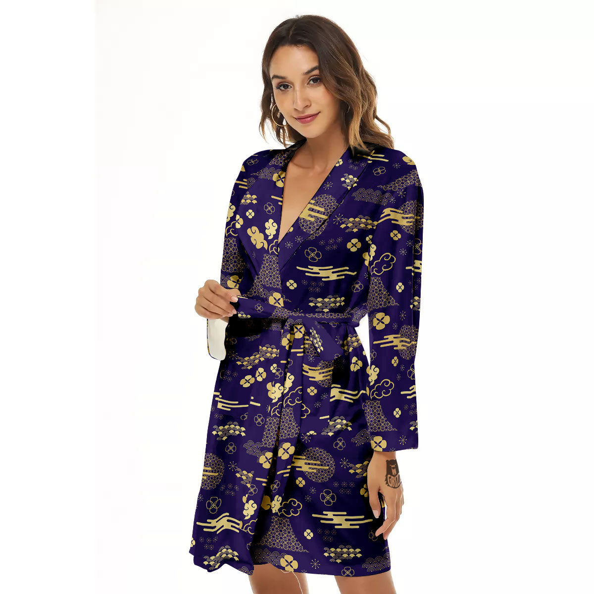 Japanese Classic Print Pattern Women's Robe-grizzshop