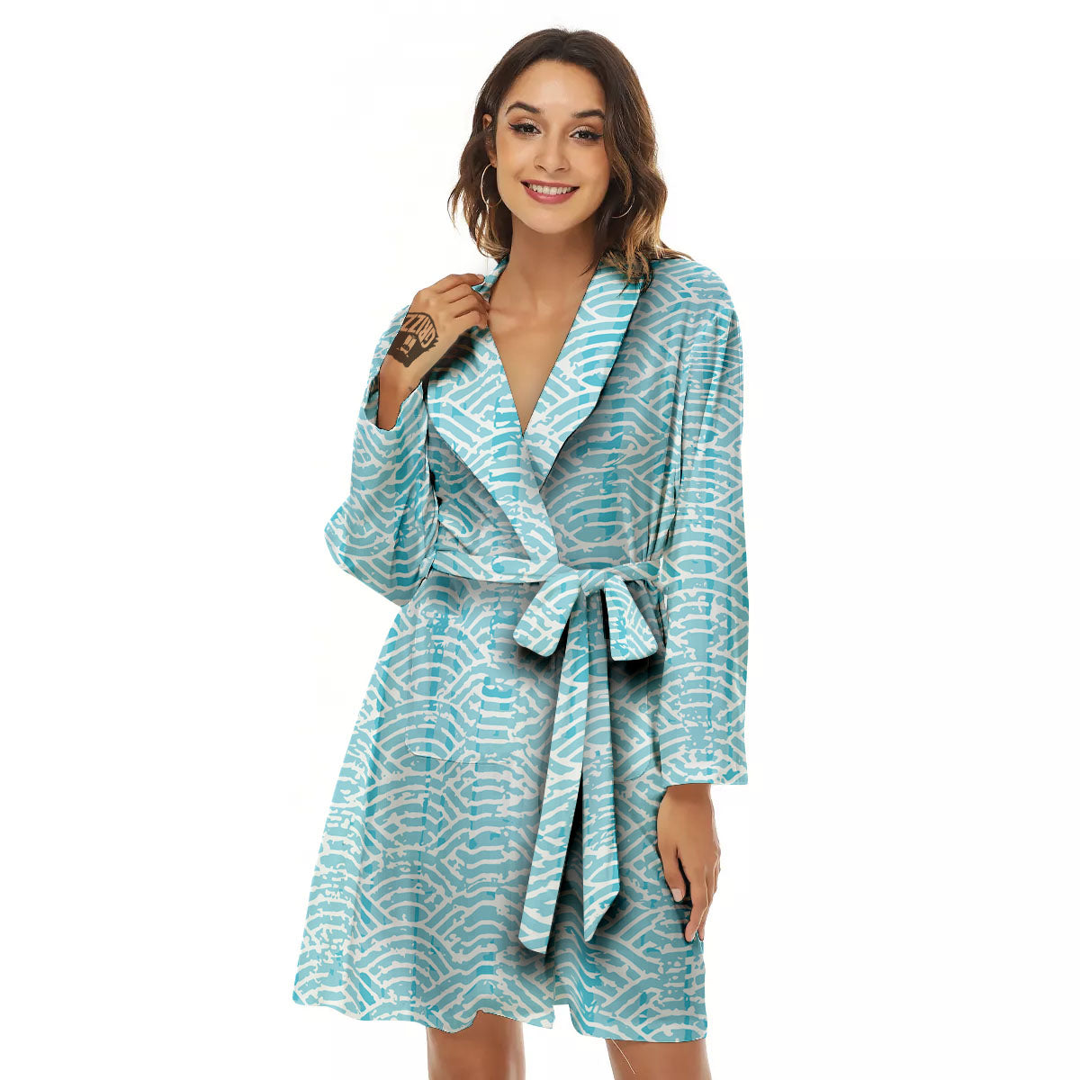 Japanese Great Wave Ancient Print Women's Robe-grizzshop