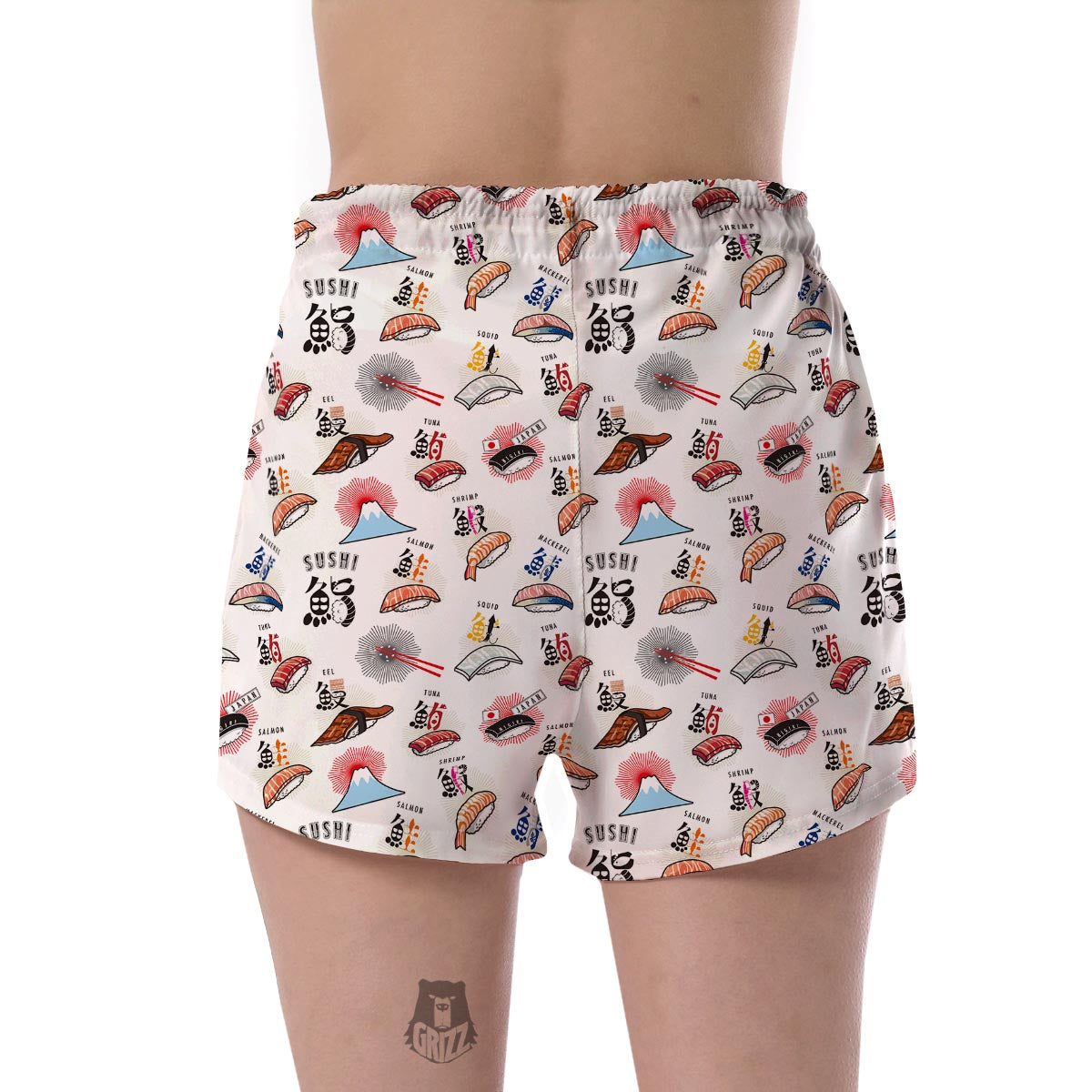 Japanese Sushi Kawaii Pattern Print Women's Shorts-grizzshop