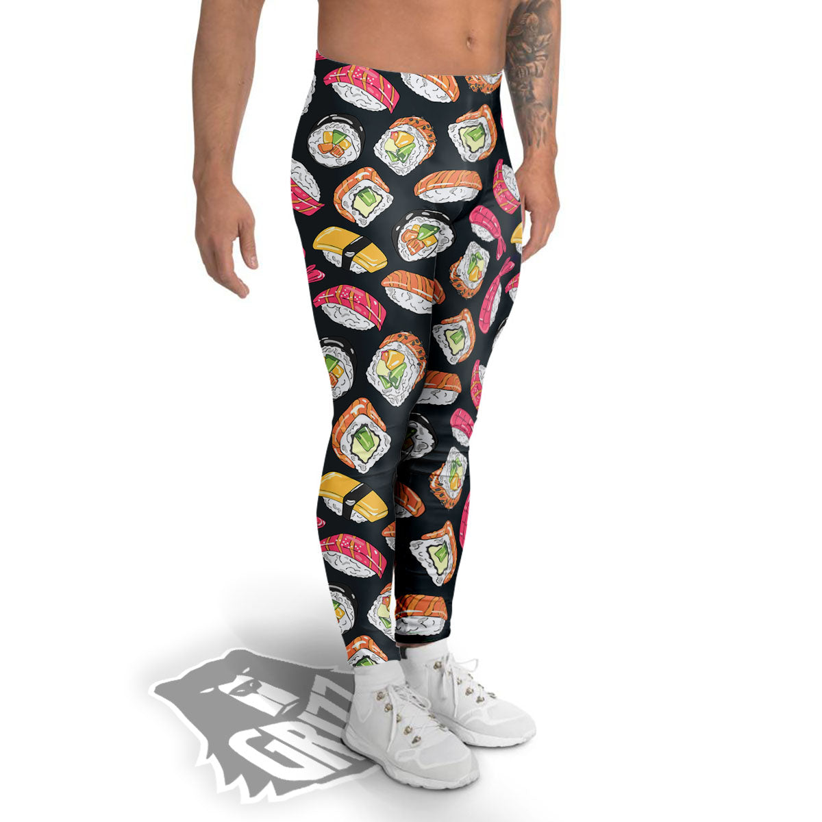 Japanese Sushi Print Pattern Men's Leggings-grizzshop