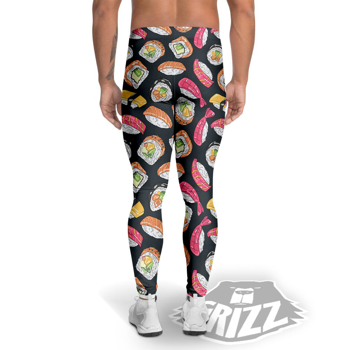 Japanese Sushi Print Pattern Men's Leggings-grizzshop