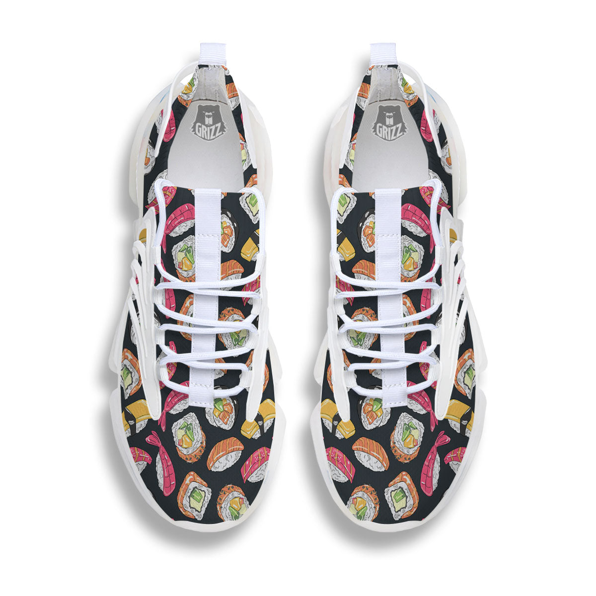 Japanese Sushi Print Pattern White Gym Shoes-grizzshop