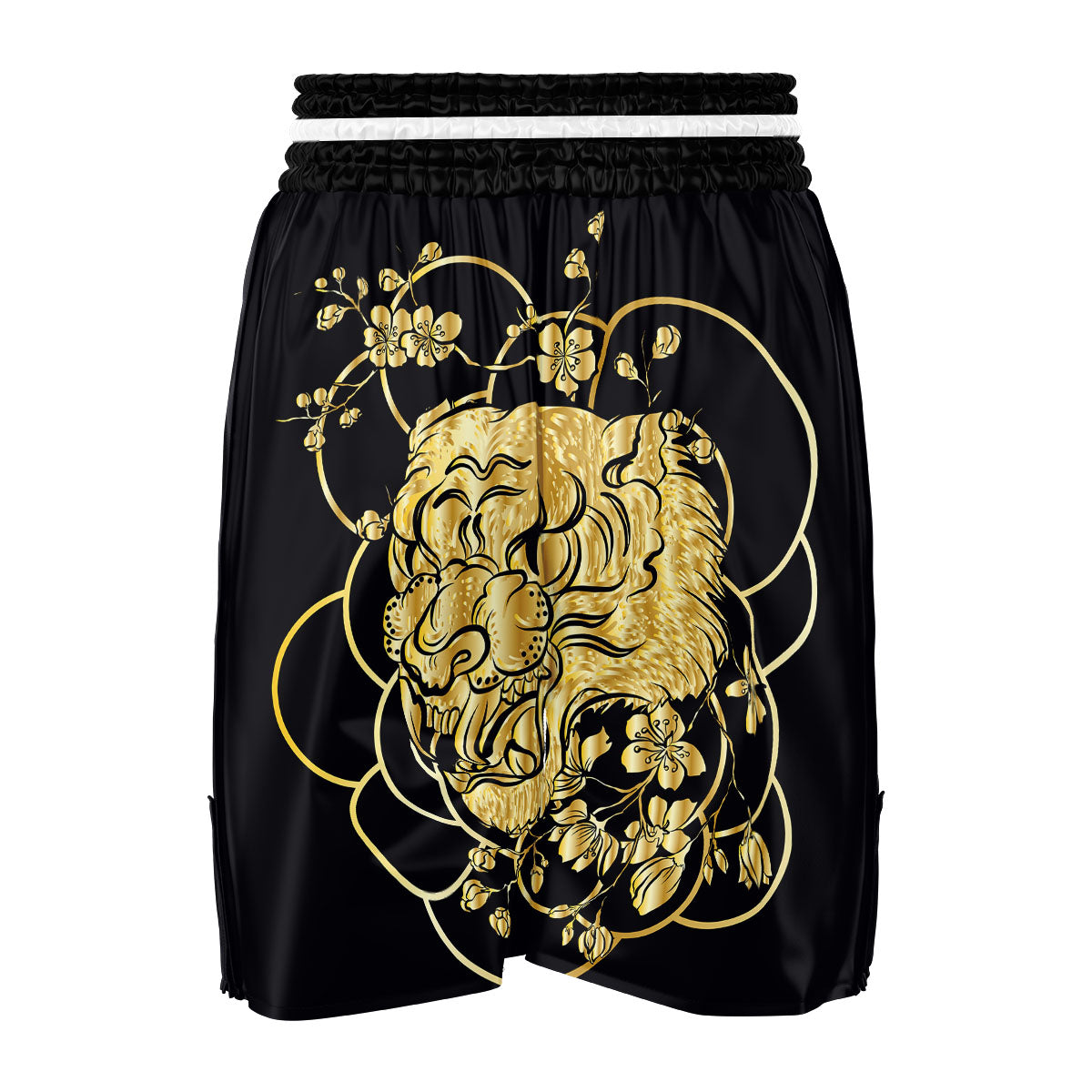 Japanese Tiger Gold And Black Print Boxing Shorts-grizzshop