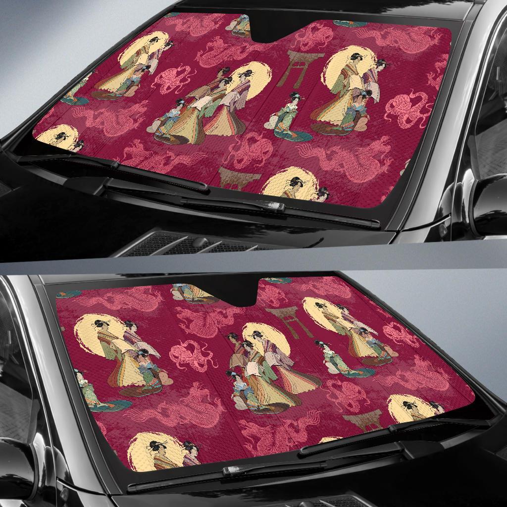 Japanese Tokyo Pattern Print Car Sun Shade-grizzshop