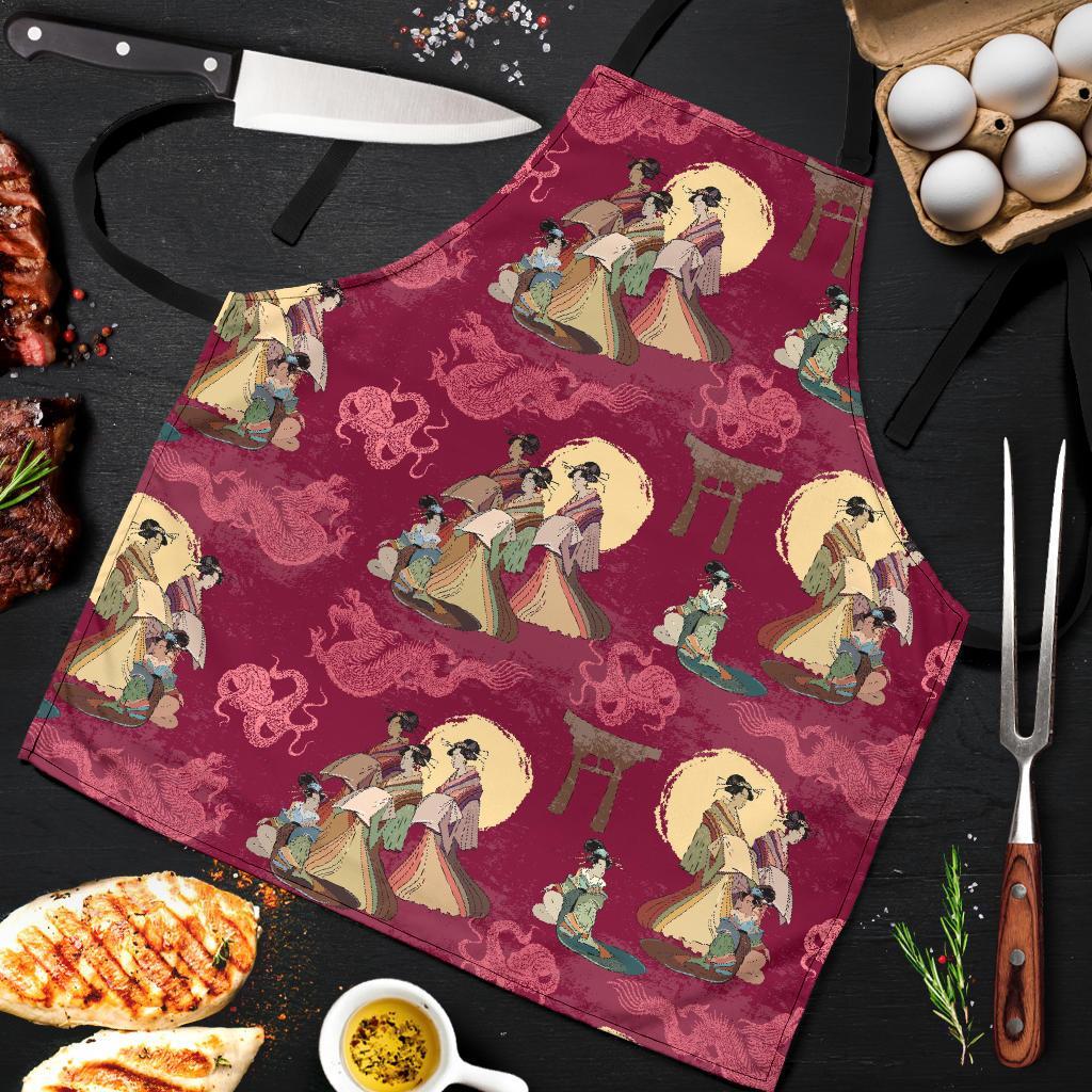 Japanese Tokyo Pattern Print Men's Apron-grizzshop