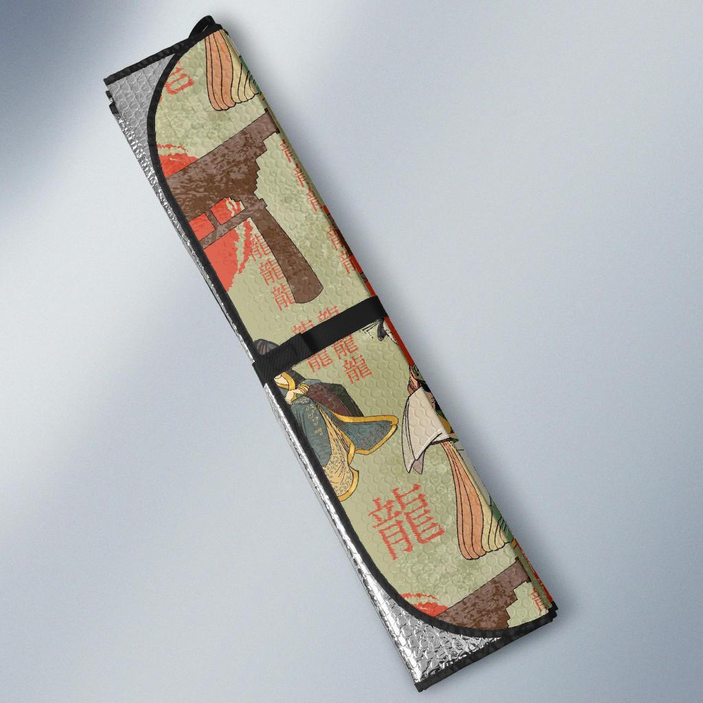 Japanese Tokyo Print Pattern Car Sun Shade-grizzshop