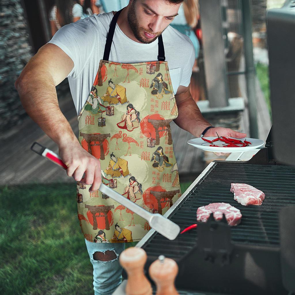 Japanese Tokyo Print Pattern Men's Apron-grizzshop